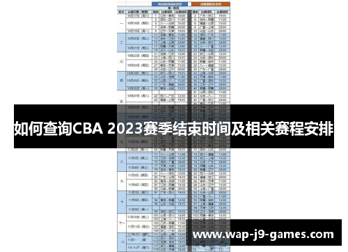 如何查询CBA 2023赛季结束时间及相关赛程安排